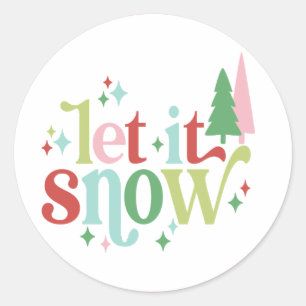 Retro-jul LÅT DET SNÖA Runt Klistermärke