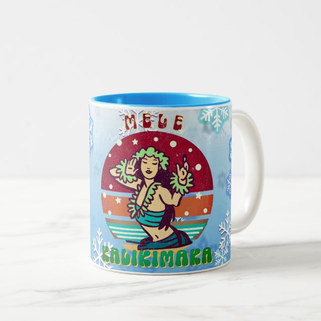 Retro-jul, Mele Kalikimaka Hula Dancer Två-Tonad Mugg (Framsida höger)