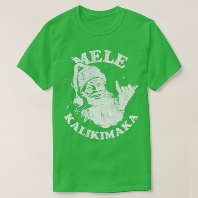 Retro jul Mele Kalikimaka Santa Shaka Hawaii T Shirt (Design framsida)