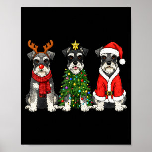 Retro jul miniatyr Schnauzer tomte ren Poster
