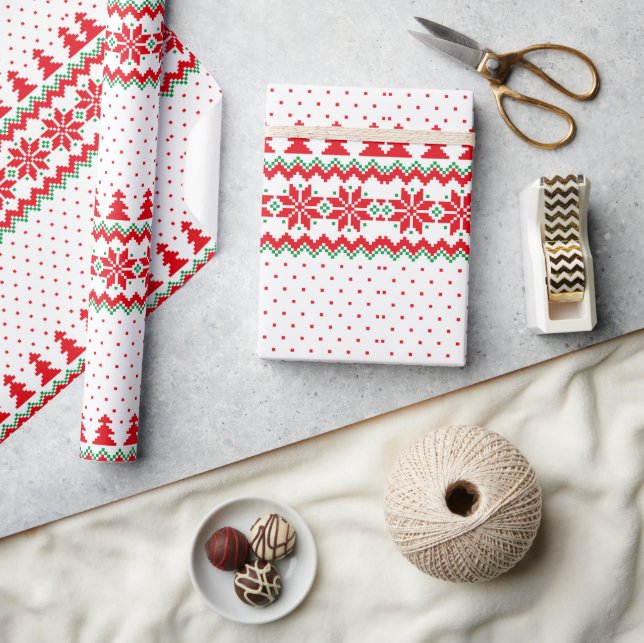 Retro jul Mönster Glatt jul Helgdag Presentpapper (Hantverk)