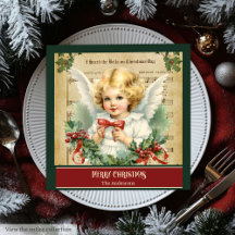 Retro jul Napkins Monogram Angel Bord Gift