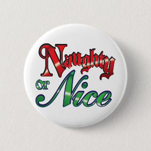 Retro jul, Naughty eller Nice Red Grönt Brev Knapp