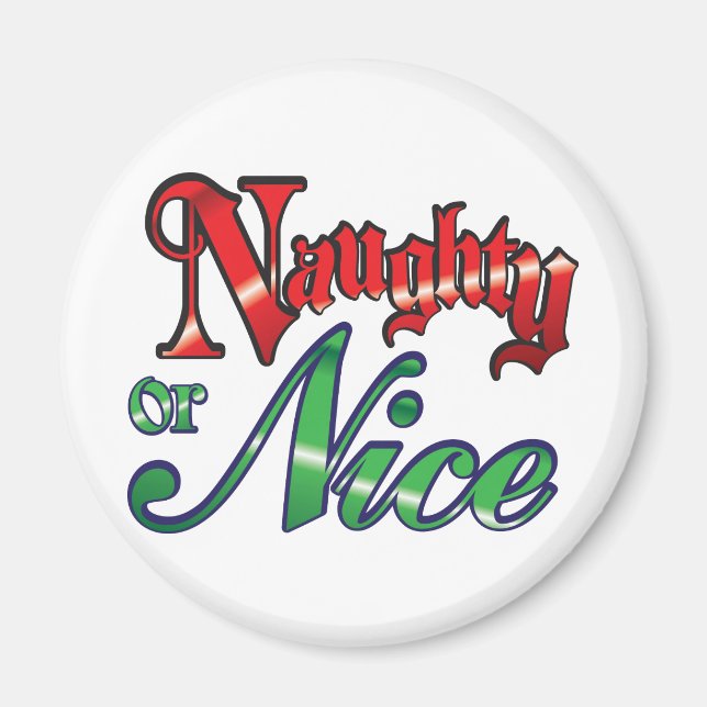 Retro jul, Naughty eller Nice Red Grönt Brev Magnet (Framsidan)
