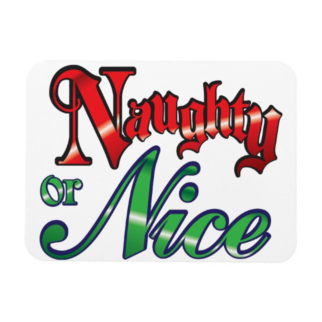 Retro jul, Naughty eller Nice Red Grönt Brev Magnet (Horisontell)