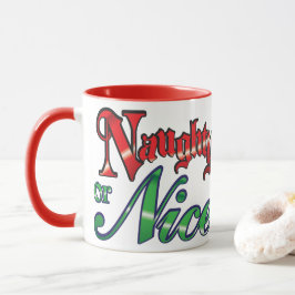 Retro jul, Naughty eller Nice Red Grönt Brev Mugg