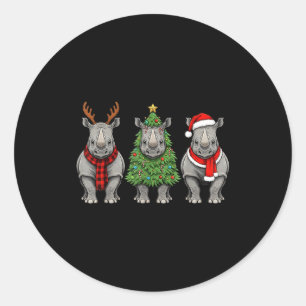 Retro jul Noshörning Tomte Ren Safari Djur Runt Klistermärke