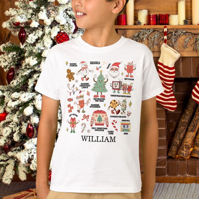 Retro jul Nostalgisk Grön Och Röd Pojkar T Shirt (Skapare uppladdad)