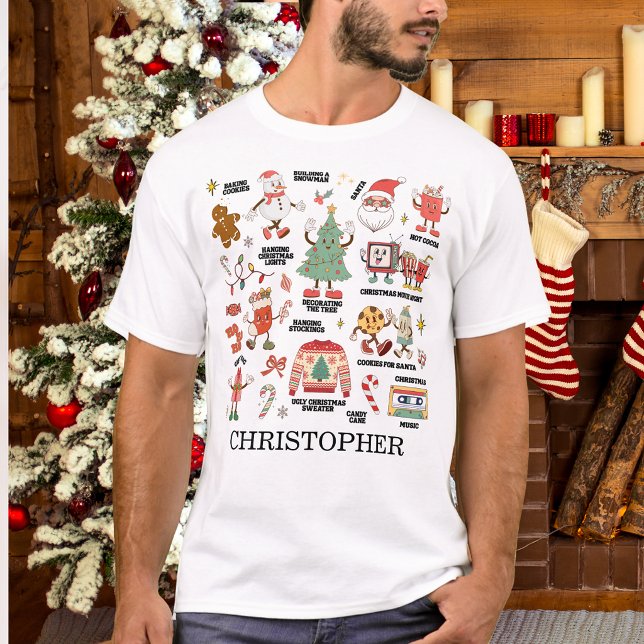 Retro jul nostalgisk grön och röd t shirt (Skapare uppladdad)