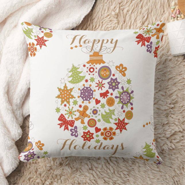 Retro jul Ornament Dekorativ kudde (Filt)