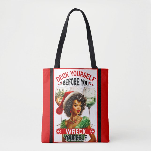 Retro Jul Pinup Dekorera Dig Själv Tygkasse (Framsida)