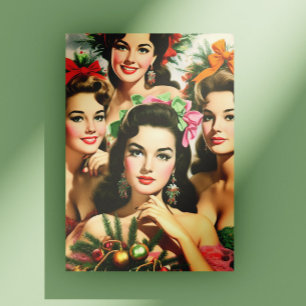 Retro jul pinuppor vykort