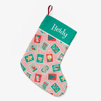 Retro jul Postage Frimärke Liten Julstrumpa