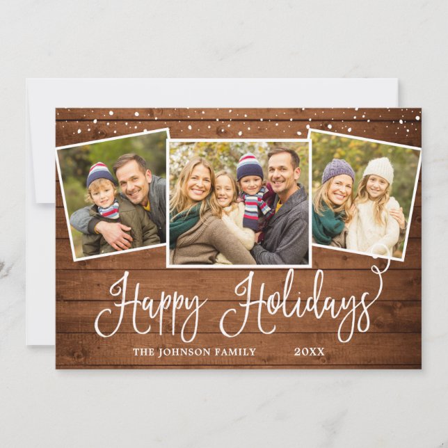 Retro jul Red Lastbil Rustic 3 PHOTO Hälsning Julkort (Framsida)