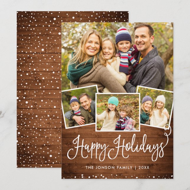 Retro jul Red Lastbil Rustic 4 PHOTO Hälsning Julkort (Fram/baksida)