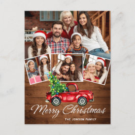 Retro jul Red Lastbil Rustic 4 PHOTO Hälsning Vykort