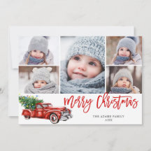 Retro jul Red Lastbil Rustic 5 PHOTO Hälsning