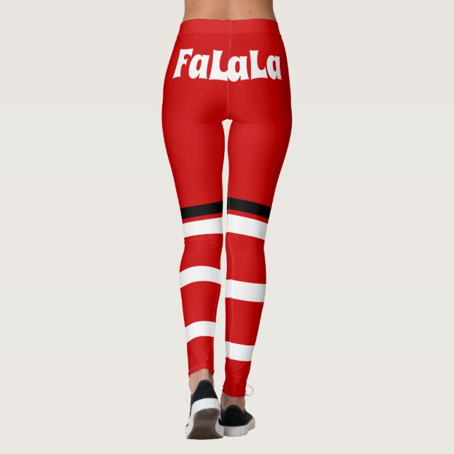 Retro jul Red White Fa La La Leggings (Baksida)