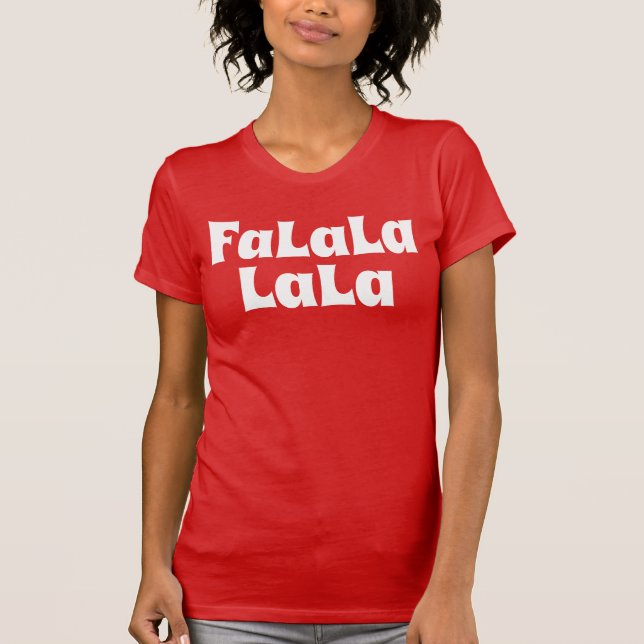 Retro jul Red White Fa La La T Shirt (Framsida)