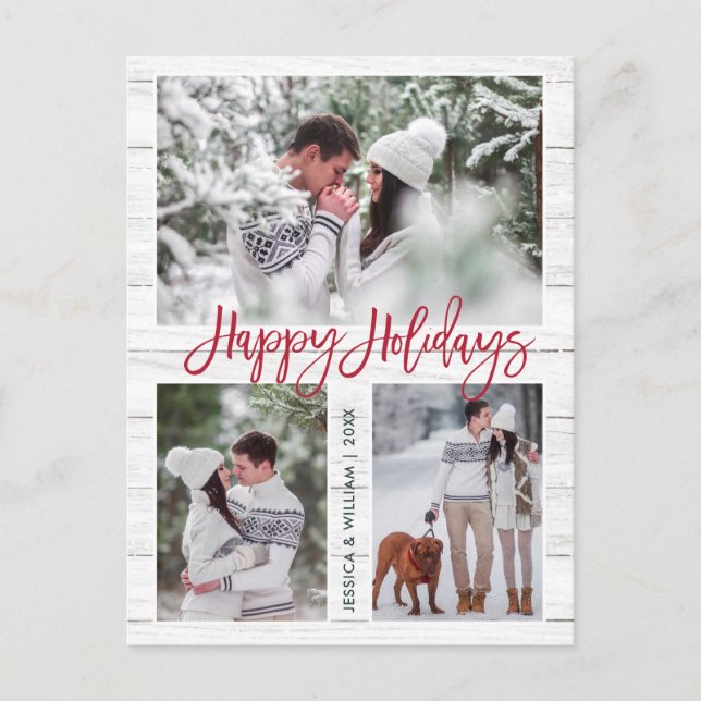 Retro-jul Rustic 3 PHOTO Hälsning Helgdag Vykort (Framsida)