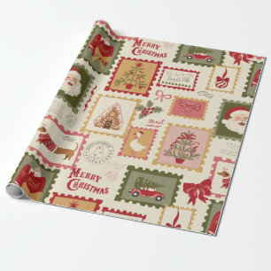 Retro jul Santa Collage Högtid Presentpapper