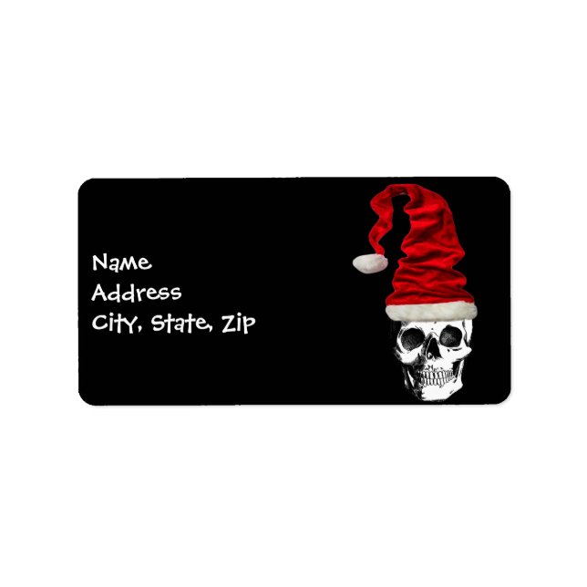 Retro jul Santa Skull Adressetikett (Framsidan)