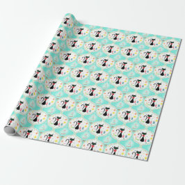 Retro jul siamesisk katt Ogee-mönster Presentpapper