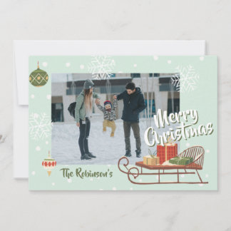 Retro jul Sleigh Winter Nostalgia med Photo Julkort