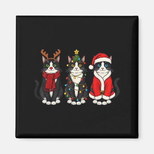 Retro jul Smokingcat Santa Ren  Magnet (Framsidan)