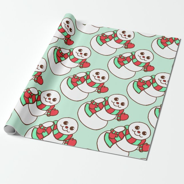 Retro jul Snögubbe Wrapping Papper Presentpapper (Utrullad)