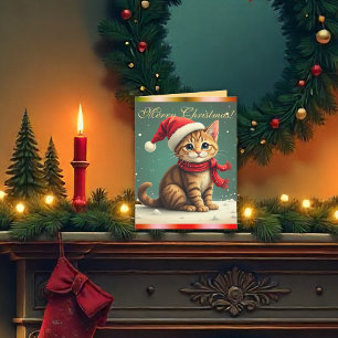 Retro jul Söt katt Vintage julkort Kort