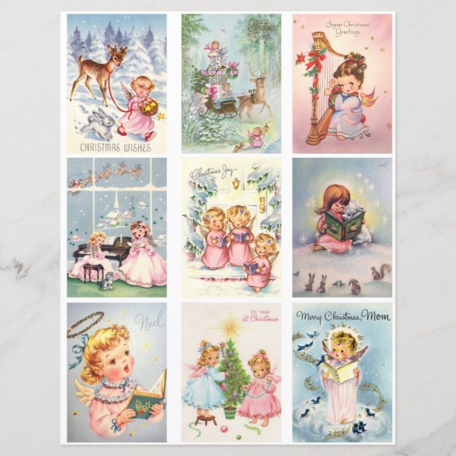 Retro jul Taggar Clipart Ark (Framsida)