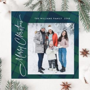 Retro jul Tartan Play 2 Photo Hälsning Julkort