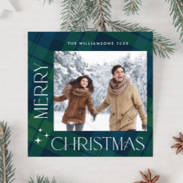 Retro jul Tartan Play 2 Photo Hälsning Julkort