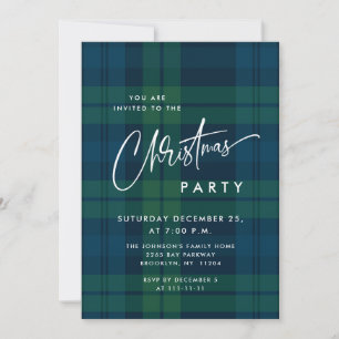 Retro jul Tartan Play Julfest Inbjudningar