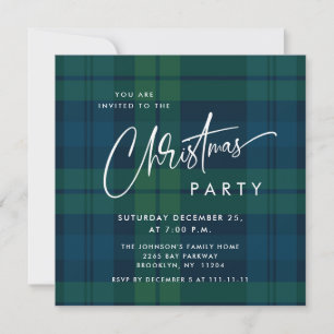 Retro jul Tartan Play Julfest Simple Inbjudningar