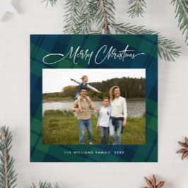 Retro jul Tartan Play Photo Hälsning Julkort