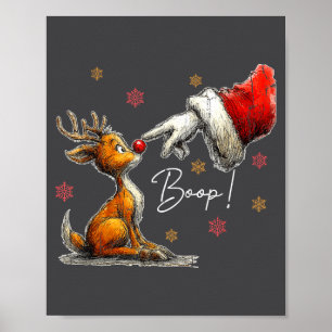 Retro jul tecknad film Boop, jul renar Poster