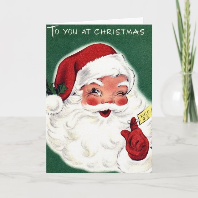 Retro jul Tomte Kort (Framsida)