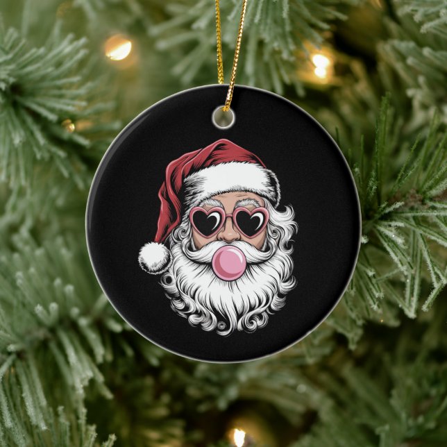 Retro jul tomte med glasögon som blåser bubbla jul julgransprydnad keramik (Träd)