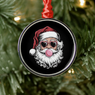 Retro jul tomte med glasögon som blåser bubbla jul julgransprydnad metall