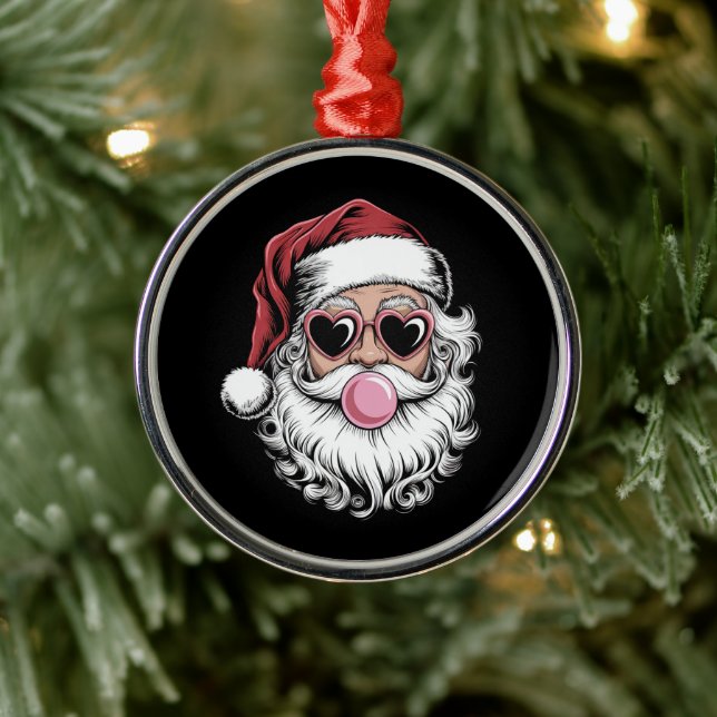 Retro jul tomte med glasögon som blåser bubbla jul julgransprydnad metall (Träd)