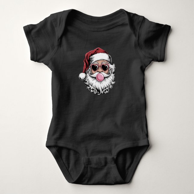 Retro jul tomte med glasögon som blåser bubbla jul t shirt (Framsida)