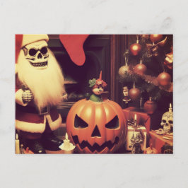 Retro jul träffar Halloween-skräcken Vykort