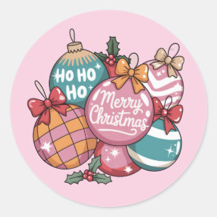 Retro jul Trendig Vintage Ho Ho Ho Disco boll Runt Klistermärke