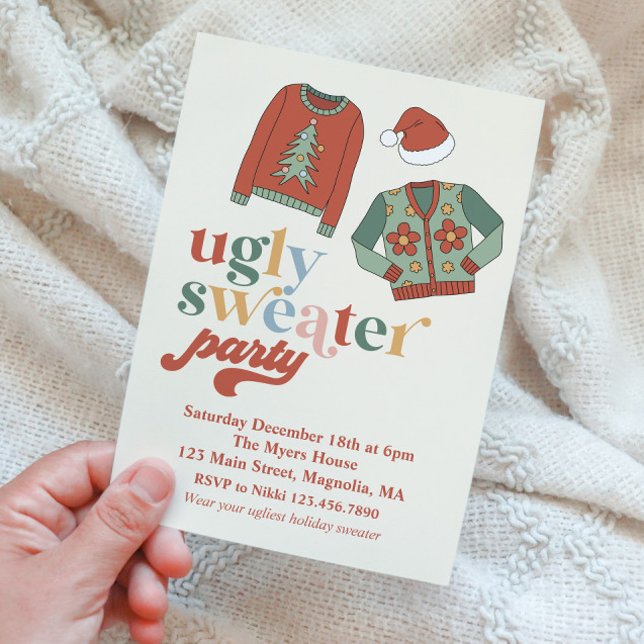 Retro Jul Ugly Sweater Fest Inbjudan (Skapare uppladdad)
