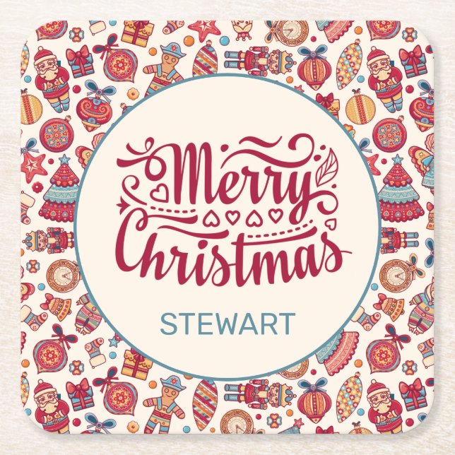 Retro-jul Underlägg Papper Kvadrat (Framsidan)