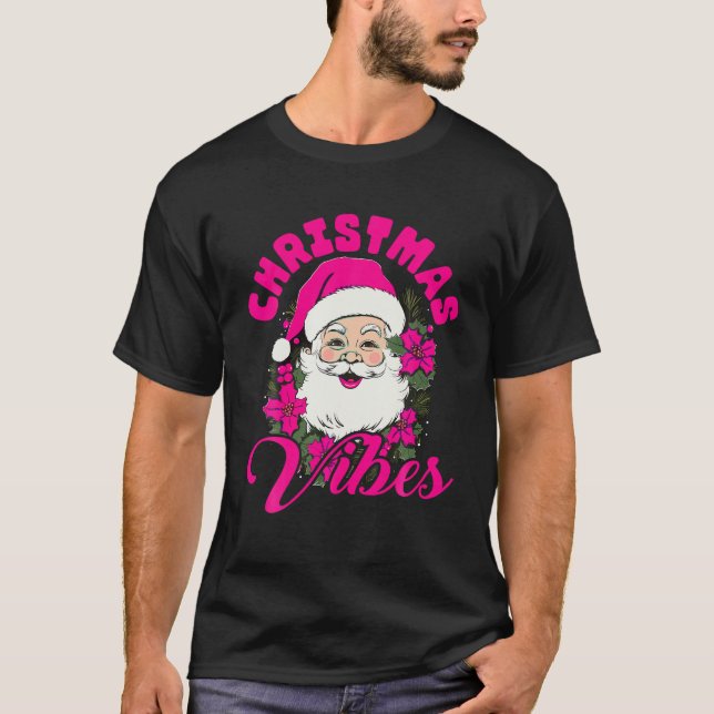 Retro jul Vibes Rosa Jultomten Funny Julafton T Shirt (Framsida)