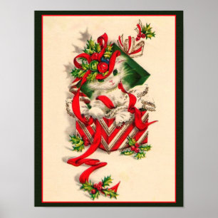 Retro Jul Vintage Kattjul Poster