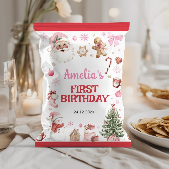 Retro jul vinter födelsedags chipspåse omslag reklamblad (Skapare uppladdad)